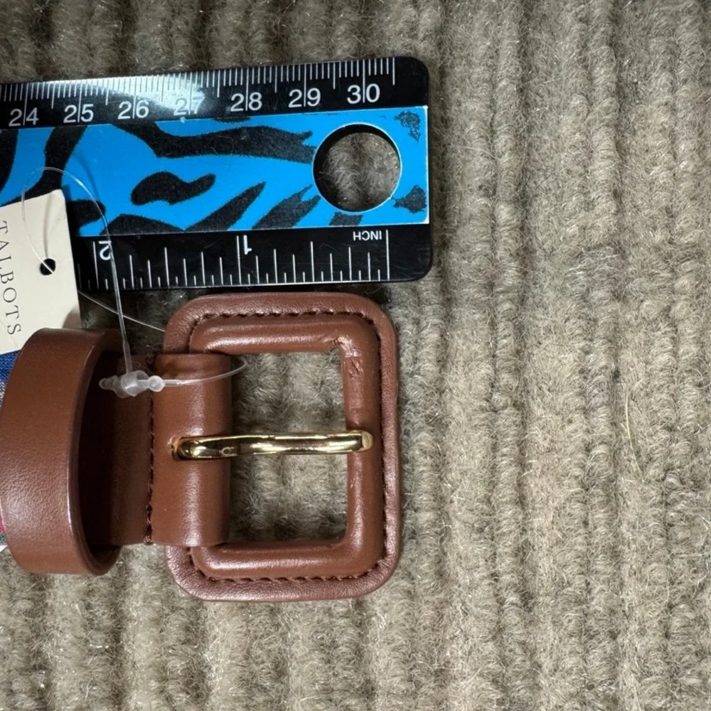 NWT Talbots Outlet Womens Plaid Cotton Belt Brown Buckle Multi Color Size Medium